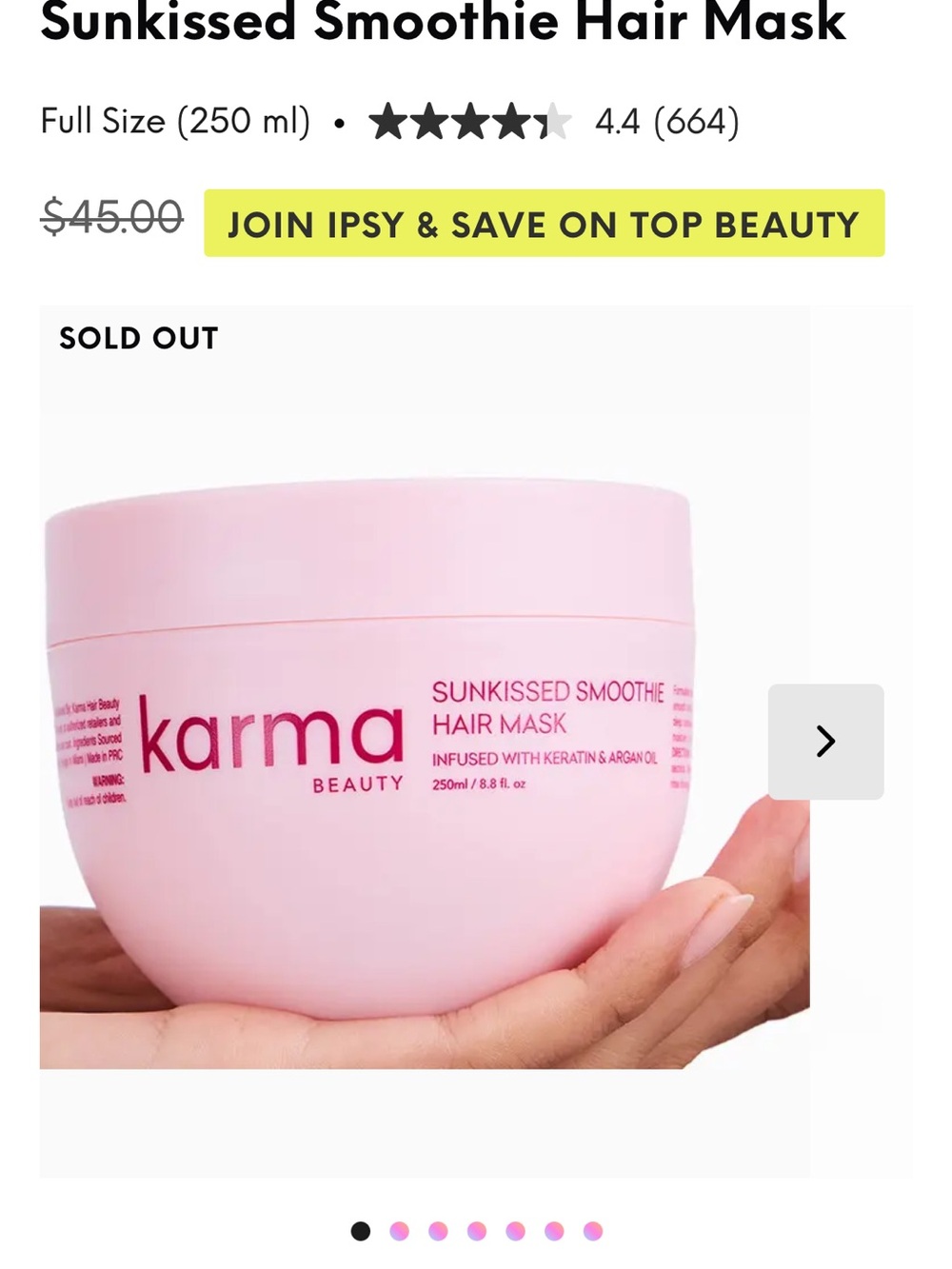 Karma  Sunkissed Smoothie Hair Mask